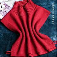 暢印秋冬假領(lǐng)子女毛衣針織套頭假高領(lǐng)圍巾假衣領(lǐng)毛線圍脖裝飾披肩脖套 半高領(lǐng)紅色