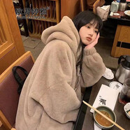 歐若婷雅羊羔毛外套女秋冬2023冬季新款韓版小個(gè)子加絨加厚羊羔絨外套女裝 卡其色 S