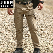 JEEP SPIRIT春秋戰(zhàn)術(shù)褲男士新款耐磨防水多口袋戶(hù)外工裝褲作訓(xùn)修身飛行員長(zhǎng)褲 卡其 XL(180/34-36碼)