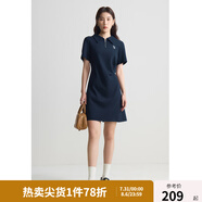 獨束大碼女裝【雙色雙版】氣質(zhì)休閑Polo領(lǐng)連衣裙女夏裝新款簡(jiǎn)約裙子 星空藍-短款 3XL (尺碼：5)