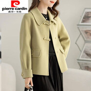 皮爾卡丹秋冬新款雙面絨外套洋氣短款休閑韓版高檔雙面呢大衣減齡氣質(zhì)外套 淺綠 XL 【110-125斤】