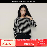 佐丹奴【韓國明星同款】?；晟琅兠迣捤蓷l紋長(cháng)袖t恤女05325555
