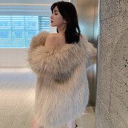 傲列2024秋冬雙面貉子毛加密編織皮草外套女中長款毛毛大衣網(wǎng)紅時尚款 225卡其色 均碼