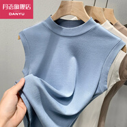 丹語（DANYU）吊帶背心女2023新款歐貨女裝純色圓領(lǐng)小吊帶彈力收腰氣質(zhì)無袖上衣 霧霾藍(lán) 3XL