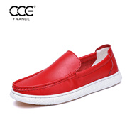 CCE男士時(shí)尚休閑皮鞋夏季透氣一腳蹬懶人軟底開(kāi)車(chē)鞋潮男鞋2019-F 紅色 38