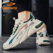德爾惠（DEERWAY）男鞋子男2025秋季老爹鞋男士百搭增高休閑鞋厚底運動鞋 米綠桔 42