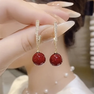 伊黛兒 時尚大氣個性耳飾品耳墜女紅色幾何耳環(huán)韓國氣質(zhì)長款生日禮物 紅色耳環(huán)E2425