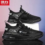 回力(Warrior)休閑鞋男透氣單網(wǎng)鞋運(yùn)動(dòng)鞋輕便飛織鞋 3729Z 黑色 41