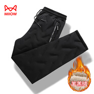 貓人（MiiOW）棉褲男士冬季休閑大碼羽加絨加厚羊羔絨戶外工裝運動保暖褲子男裝