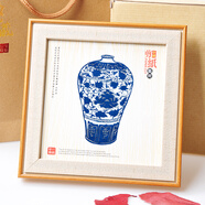 燕云州蔚縣手工剪紙工藝品熊貓擺件中國風(fēng)特色禮物送老外出國禮品 青花瓷瓶(小號16*16cm)