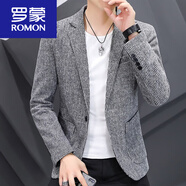 羅蒙（ROMON）春秋燈芯絨小西裝男韓版潮流修身西服外套男士單西帥氣休閑上衣服 淺灰色 2XL