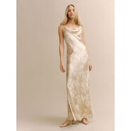 REFORMATION女士連衣裙Annabele Silk絲質(zhì)光滑氣質(zhì)性感婚禮宴會(huì )禮服堆堆領(lǐng) 絲白Sable 0