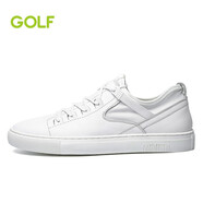 GOLF高爾夫男鞋時(shí)尚百搭系帶運(yùn)動(dòng)休閑鞋男士透氣潮男厚底牛皮滑板鞋男 白色 42