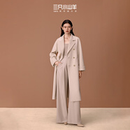 三只小山羊【明星同款】中長老錢風(fēng)100純羊絨大衣雙排牛角扣冬季大衣女 奶油米 M