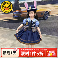 G.DUCKKIDS洛麗塔公主裙女童連衣裙夏季朱迪兒童裙子兔子警官生日蓬蓬裙春秋 娃娃領裙+安全褲+毛球aosaamm 150 尺碼11~12歲【140-150cm】