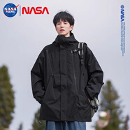 Colombass外套男NASA秋季潮牌美式機(jī)能工裝情侶款戶外登山服夾克男 黑色 XL (建議120-140斤)