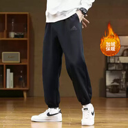 阿迪達斯（adidas）運動(dòng)褲男褲2025秋冬季新款小腳褲跑步訓練健身男士褲子休閑長(cháng)褲 黑色IB4048加絨 XL 推薦175-195斤