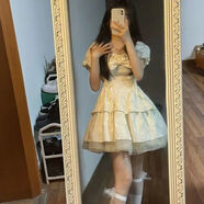 兮漁珥在逃公主裙蓬蓬裙高級(jí)晚禮服法式溫柔風(fēng)蝴蝶結(jié)網(wǎng)衫拼接連衣裙女夏 杏色 【收藏+關(guān)注】【優(yōu)先發(fā)貨】 S 【建議70-90斤】