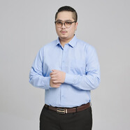 賓牧鳥商務(wù)胖子襯衫男寬松特大碼長袖白襯衣加肥加大號休閑免燙職業(yè)工裝 天藍(lán)色 2XL 43適合180-190斤