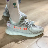 阿迪達(dá)斯（adidas）三葉草男鞋女鞋Yeezy350椰子350網(wǎng)面透氣緩震潮流跑步鞋運(yùn)動鞋 B37571【冰藍(lán)可燃冰-2021款】 37