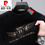 皮爾卡丹（pierre cardin）高檔仿水貂絨毛衣男士冬季新款半高領(lǐng)貂絨衫加厚保暖仿貂毛打底衫 9010款 165/M