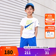 NIKE  3BRAND 耐克男女童純棉短袖T恤+短褲2件套裝夏季新款短袖套裝 奧海藍（1259） 150 /72 【建議身高140-152cm】