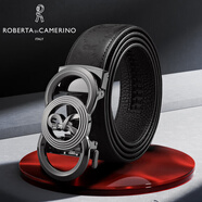 ROBERTA DI CAMERINO父親節(jié)禮物皮帶男自動(dòng)扣真皮壓花男士腰帶商務(wù)休閑褲帶褲腰帶 槍色-諾貝達(dá)經(jīng)典禮盒 130cm (褲子40碼以上)
