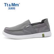 湯姆斯（Tt＆Mm）2024新款春夏老北京布鞋一腳蹬男鞋厚底輕便防臭懶人百搭帆布鞋 灰色 41
