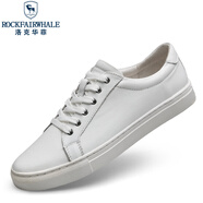 洛克華菲（Rock Fairwhale）新款小白鞋男鞋歐洲站潮流板鞋男百搭男士休閑鞋真皮白色男鞋 白色 42