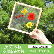 森邂禮干花書簽手工diy材料瓶子里的春天收集冊(cè)透明樹葉標(biāo)本塑封膜粘貼畫玻璃制作教學(xué)標(biāo)本收集秋天 雙層壓花木框（20*20）1個(gè)