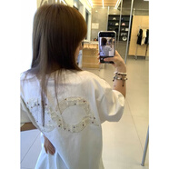 S·J·V·K2025新款字母短袖t恤女夏季寬松oversize學(xué)院風(fēng)情侶休閑百搭上衣 白色 M