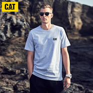 卡特（CAT）t恤男夏季休閑潮流百搭上衣卡特寬松潮流短袖圓領(lǐng)簡(jiǎn)約純棉T恤 灰色 L 121-140斤