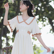 DOGHC12女大童連衣裙13初中學(xué)生15少女孩日系16學(xué)院風(fēng)娃娃領(lǐng)短袖中長(zhǎng)裙 871紅杏色【關(guān)注店鋪-優(yōu)先發(fā)貨】 165 (L) 建議115至125斤