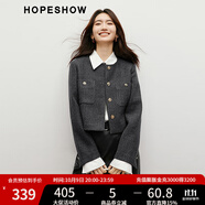 紅袖小香風短外套春秋季2025新款女裝正肩圓領輕熟氣質甜美百搭短上衣 黑灰090 S