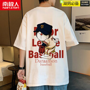 南極人（Nanjiren）2024夏季新款多啦A夢(mèng)短袖t恤ins潮流體恤寬松半袖港風(fēng)純棉上衣服 白色 M