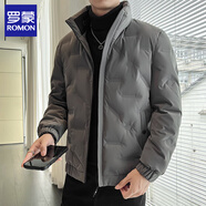 ROMON輕薄羽絨服男士2025冬季新款立領(lǐng)休閑百搭保暖外套潮流時(shí)尚男裝 灰色 XL