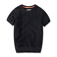 VPVZ秋冬季純色圓領(lǐng)短袖衛衣男加絨加厚套頭T恤歐美大碼純棉打底衫潮 DXR01-黑色 【115-130斤建議L碼】