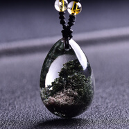 宮妃聚寶盆天然綠幽靈吊墜滴水形 異像幽靈天然水晶項鏈項墜飾品凈體