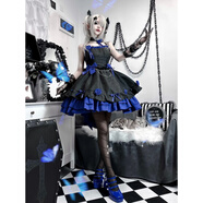歡呼聲 SH哥特風(fēng)裙子藍黑哥特式lolita連衣裙jsk浪漫洋裝洛麗塔甜酷公主裙 藍黑 S