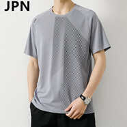 JPN運(yùn)動T恤短袖男 輕奢潮牌夏季薄款速干網(wǎng)眼運(yùn)動透氣涼感體恤上衣 灰色 M