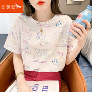 紅蜻蜓純棉短袖t恤女寬松春夏季女裝2025年新款韓版春夏裝上衣 短袖白色 L