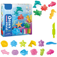 众舰行幼儿园儿童橡皮泥彩泥恐龙动物水果蔬菜模具工具套装玩具 海洋生物模具 无泥 单面