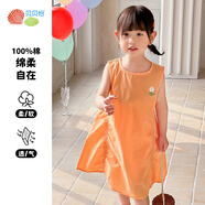 貝貝怡連衣裙女童夏季2024新款洋氣兒童純棉公主裙寶寶休閑裙子 橘色 130