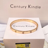 CENTURY& KINDLE輕奢高級(jí)感滿天星情侶手鐲刻字男女簡(jiǎn)約帶鉆鈦鋼玫瑰金色開(kāi)口手鐲 滿天星手鐲-玫瑰金色大號(hào)