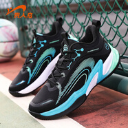 貴人鳥(niǎo)籃球鞋男鞋2025冬季新款減震耐磨革面運動(dòng)鞋男學(xué)生訓練鞋子男 黑/薄荷綠 43