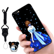 漢牌  適用蘋(píng)果iPhone6/6s Plus手機(jī)殼保護(hù)套全包防摔磨砂個(gè)性卡通男女款軟殼 藍(lán)裙背影-配指環(huán)+掛繩 iPhone 6plus/6splus 5.5英寸