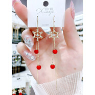 千寶萊仿珍珠流蘇長(cháng)款耳線(xiàn)冬季時(shí)尚甜美可愛(ài)雪花鏈條耳釘精致個(gè)性耳飾 紅色雪花耳釘