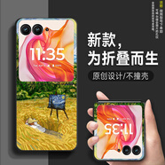 奮機者 適用摩托羅拉Razr50手機殼折疊屏潮牌新高級梵高天空全包防摔硬殼保護套硬殼 經(jīng)典黑-XL梵高 摩托羅拉RAZR40