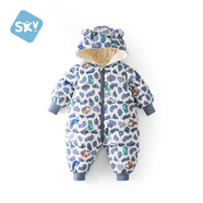 舒貝怡嬰兒衣服新生兒連體衣保暖滿(mǎn)月寶寶周歲衣服哈衣可愛(ài)爬爬服豹紋80