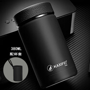 卡西菲（kaxifei）保溫杯男304不銹鋼便攜商務帶濾網(wǎng)泡隨手茶杯女士車載辦公室水杯 紳士黑+杯套杯刷 380ml